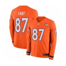 Men's Denver Broncos #87 Noah Fant Limited Orange Therma Long Sleeve Football Jersey