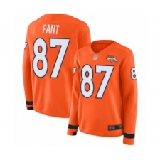 Women's Denver Broncos #87 Noah Fant Limited Orange Therma Long Sleeve Football Jersey
