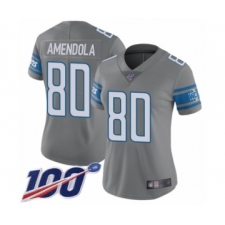 Women's Detroit Lions #80 Danny Amendola Limited Steel Rush Vapor Untouchable 100th Season Football Jersey
