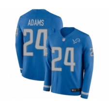 Men's Detroit Lions #24 Andrew Adams Limited Blue Therma Long Sleeve Football Jersey