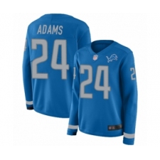 Women's Detroit Lions #24 Andrew Adams Limited Blue Therma Long Sleeve Football Jersey