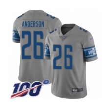 Men's Detroit Lions #26 C.J. Anderson Limited Gray Inverted Legend 100th Season Football Jersey