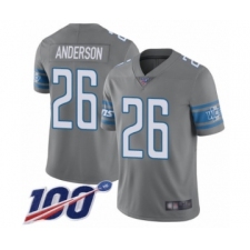 Men's Detroit Lions #26 C.J. Anderson Limited Steel Rush Vapor Untouchable 100th Season Football Jersey