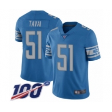 Men's Detroit Lions #51 Jahlani Tavai Blue Team Color Vapor Untouchable Limited Player 100th Season Football Jersey