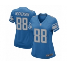 Women's Detroit Lions #88 T.J. Hockenson Game Blue Team Color Football Jersey