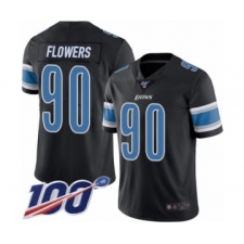 Men's Detroit Lions #90 Trey Flowers Limited Black Rush Vapor Untouchable 100th Season Football Jersey