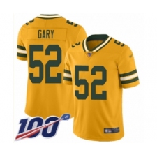 Men's Green Bay Packers #52 Rashan Gary Limited Gold Inverted Legend 100th Season Football Jersey