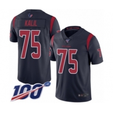 Men's Houston Texans #75 Matt Kalil Limited Navy Blue Rush Vapor Untouchable 100th Season Football Jersey