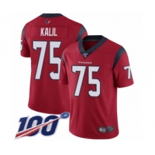 Men's Houston Texans #75 Matt Kalil Red Alternate Vapor Untouchable Limited Player 100th Season Football Jersey