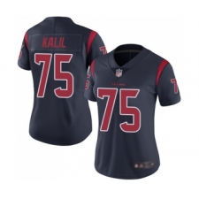 Women's Houston Texans #75 Matt Kalil Limited Navy Blue Rush Vapor Untouchable Football Jersey