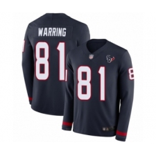Youth Houston Texans #81 Kahale Warring Limited Navy Blue Therma Long Sleeve Football Jersey