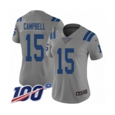 Women's Indianapolis Colts #15 Parris Campbell Limited Gray Inverted Legend 100th Season Football Jersey