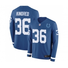 Men's Indianapolis Colts #36 Derrick Kindred Limited Blue Therma Long Sleeve Football Jersey
