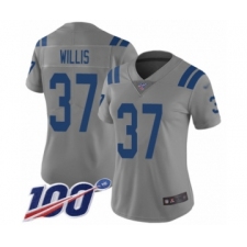 Women's Indianapolis Colts #37 Khari Willis Limited Gray Inverted Legend 100th Season Football Jersey
