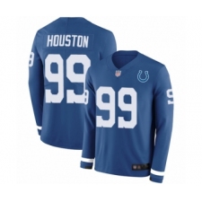 Men's Indianapolis Colts #99 Justin Houston Limited Blue Therma Long Sleeve Football Jersey