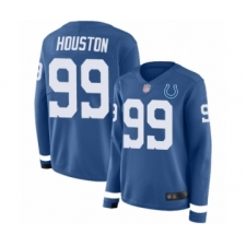 Women's Indianapolis Colts #99 Justin Houston Limited Blue Therma Long Sleeve Football Jersey