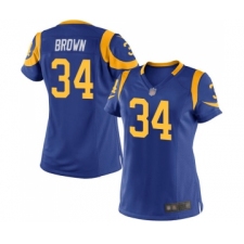 Women's Los Angeles Rams #34 Malcolm Brown Game Royal Blue Alternate Football Jersey