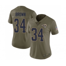 Women's Los Angeles Rams #34 Malcolm Brown Limited Olive 2017 Salute to Service Football Jersey