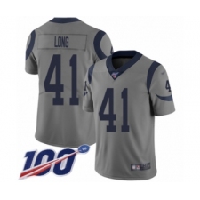 Men's Los Angeles Rams #41 David Long Limited Gray Inverted Legend 100th Season Football Jersey