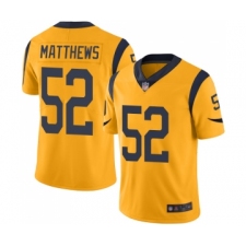 Men's Los Angeles Rams #52 Clay Matthews Limited Gold Rush Vapor Untouchable Football Jersey