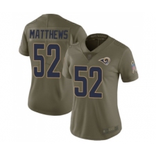 Women's Los Angeles Rams #52 Clay Matthews Limited Olive 2017 Salute to Service Football Jersey