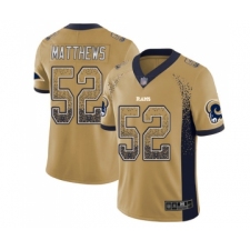 Youth Los Angeles Rams #52 Clay Matthews Limited Gold Rush Drift Fashion Football Jersey