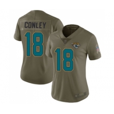 Women's Jacksonville Jaguars #18 Chris Conley Limited Olive 2017 Salute to Service Football Jersey