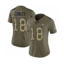 Women's Jacksonville Jaguars #18 Chris Conley Limited Olive  Camo 2017 Salute to Service Football Jersey