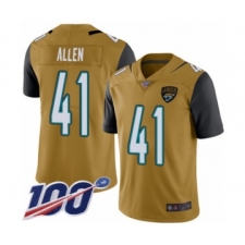 Men's Jacksonville Jaguars #41 Josh Allen Limited Gold Rush Vapor Untouchable 100th Season Football Jersey