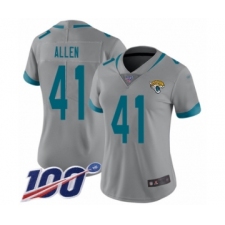 Women's Jacksonville Jaguars #41 Josh Allen Silver Inverted Legend Limited 100th Season Football Jersey