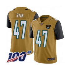 Men's Jacksonville Jaguars #47 Jake Ryan Limited Gold Rush Vapor Untouchable 100th Season Football Jersey