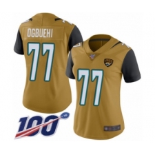 Women's Jacksonville Jaguars #77 Cedric Ogbuehi Limited Gold Rush Vapor Untouchable 100th Season Football Jersey