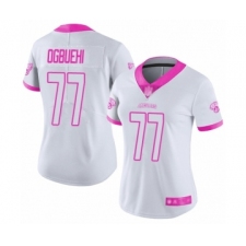 Women's Jacksonville Jaguars #77 Cedric Ogbuehi Limited White Pink Rush Fashion Football Jersey