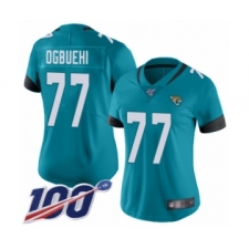 Women's Jacksonville Jaguars #77 Cedric Ogbuehi Teal Green Alternate Vapor Untouchable Limited Player 100th Season Football Jersey