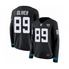 Women's Jacksonville Jaguars #89 Josh Oliver Limited Black Therma Long Sleeve Football Jersey