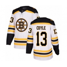 Men's Boston Bruins #13 Charlie Coyle Authentic White Away Hockey Jersey