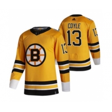 Men's Boston Bruins #13 Charlie Coyle Yellow 2020-21 Reverse Retro Alternate Hockey Jersey