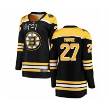 Women's Boston Bruins #27 John Moore Authentic Black Home Fanatics Branded Breakaway 2019 Stanley Cup Final Bound Hockey Jersey