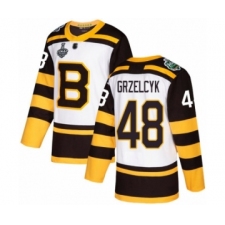 Youth Boston Bruins #48 Matt Grzelcyk Authentic White Winter Classic 2019 Stanley Cup Final Bound Hockey Jersey