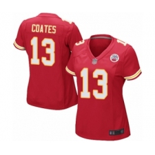 Women's Kansas City Chiefs #13 Sammie Coates Game Red Team Color Football Jersey