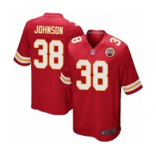 Men's Kansas City Chiefs #38 Dontae Johnson Game Red Team Color Football Jersey