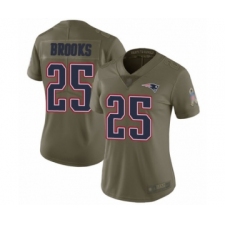 Women's New England Patriots #25 Terrence Brooks Limited Olive 2017 Salute to Service Football Jersey