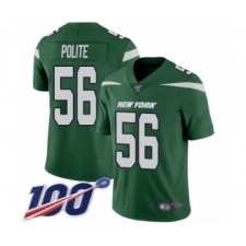 Men's New York Jets #56 Jachai Polite Green Team Color Vapor Untouchable Limited Player 100th Season Football Jersey