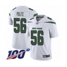 Men's New York Jets #56 Jachai Polite White Vapor Untouchable Limited Player 100th Season Football Jersey