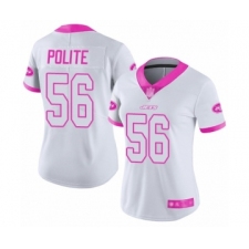 Women's New York Jets #56 Jachai Polite Limited White Pink Rush Fashion Football Jersey