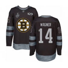 Men's Boston Bruins #14 Chris Wagner Authentic Black 1917-2017 100th Anniversary 2019 Stanley Cup Final Bound Hockey Jersey