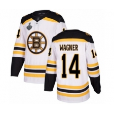 Men's Boston Bruins #14 Chris Wagner Authentic White Away 2019 Stanley Cup Final Bound Hockey Jersey