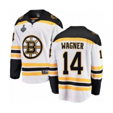 Men's Boston Bruins #14 Chris Wagner Authentic White Away Fanatics Branded Breakaway 2019 Stanley Cup Final Bound Hockey Jersey