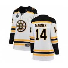 Women's Boston Bruins #14 Chris Wagner Authentic White Away Fanatics Branded Breakaway 2019 Stanley Cup Final Bound Hockey Jersey