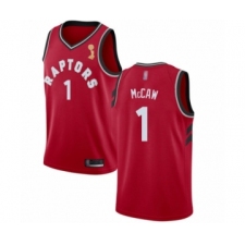 Youth Toronto Raptors #1 Patrick McCaw Swingman Red 2019 Basketball Finals Champions Jersey - Icon Edition
